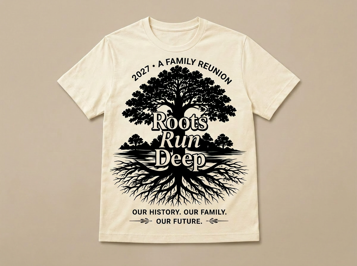 Roots Run Deep — Off White Tee featuring the Roots Run Deep reunion artwork